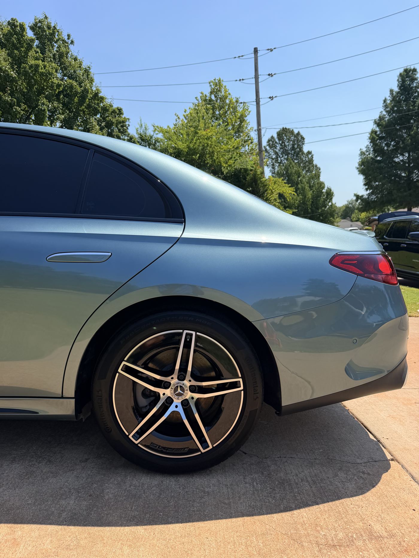 Polished paint and wheel detail on a Mercedes-Benz